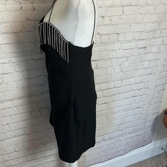 Zara Rhinestone Fringe Black Mini Dress - Picture 7 of 12